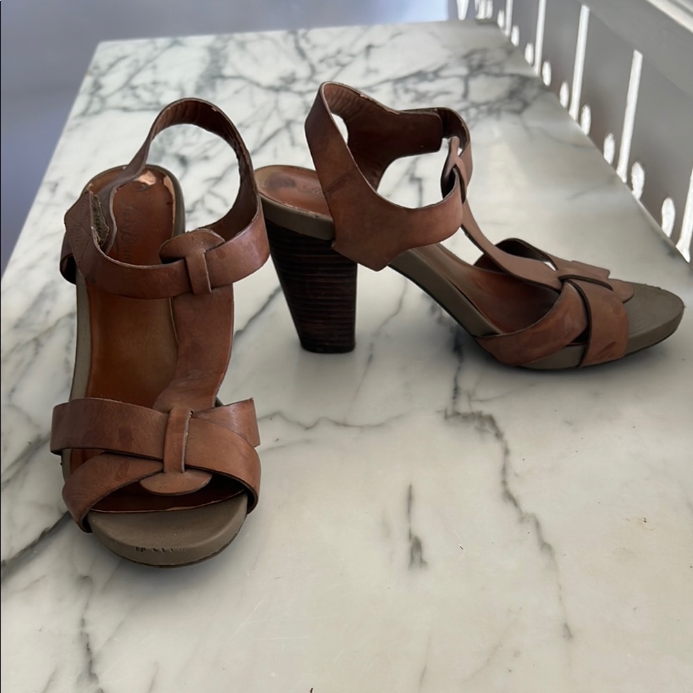 Brown Leather Women's Heeled Sandals